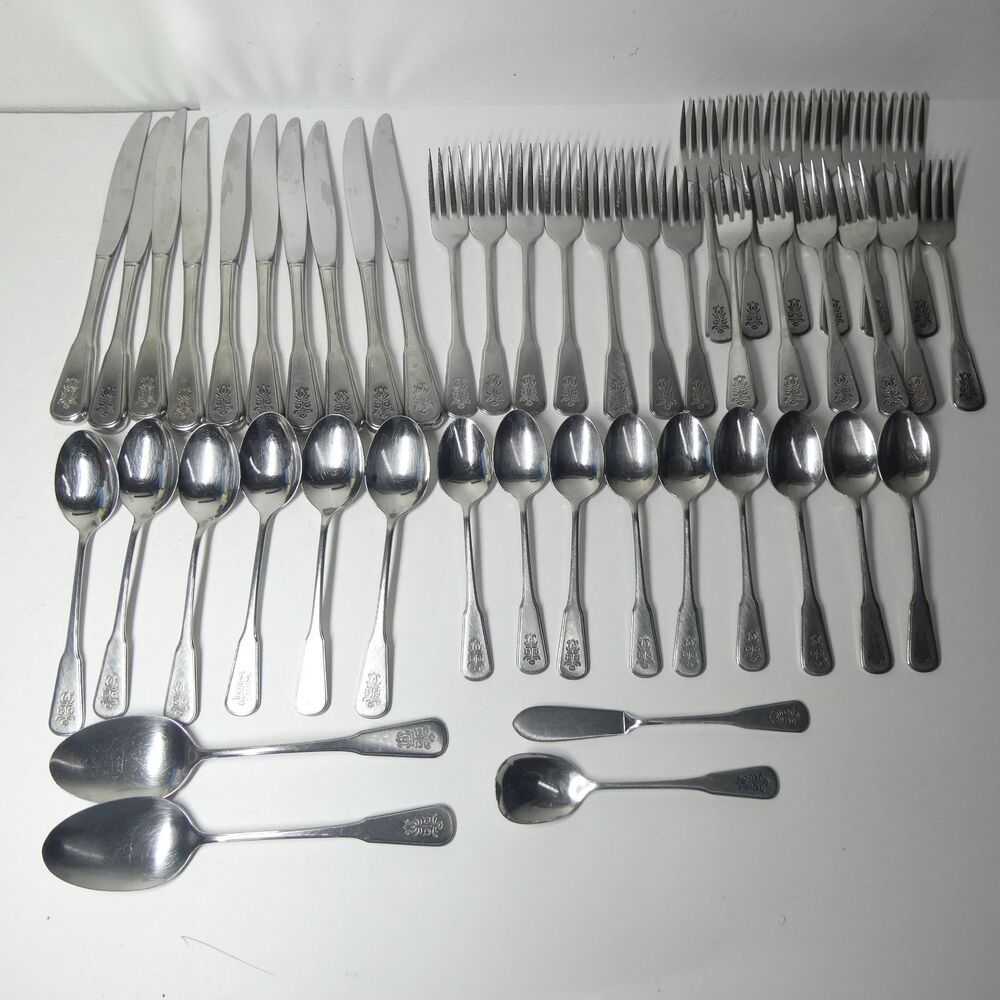 Oneida Village Pfaltzgraff Stainless Flatware Vintage 47pc Lot